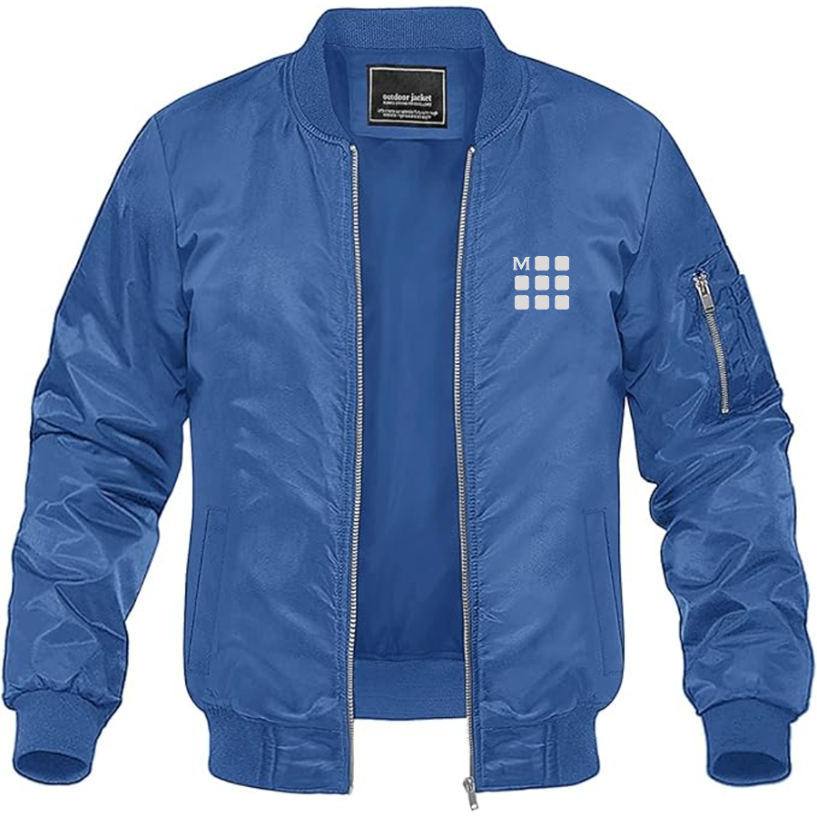 Men's Moleskine Icon Logo Lightweight Bomber Jacket Windbreaker Softshell Varsity Jacket Coat