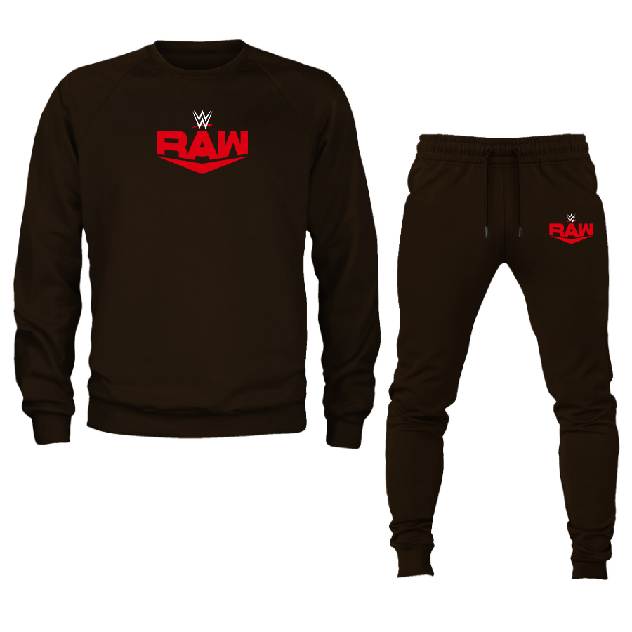 Men's  WWE Raw  Crewneck Sweatshirt Joggers Suit