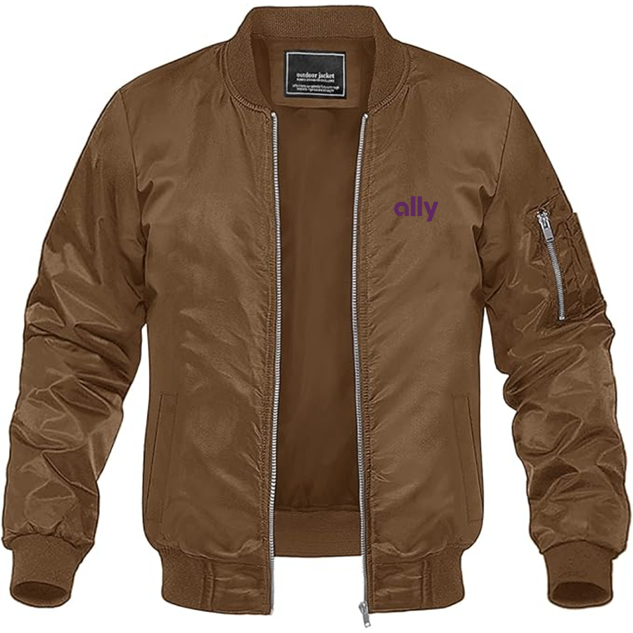 Men's Ally Financial Logo Lightweight Bomber Jacket Windbreaker Softshell Varsity Jacket Coat