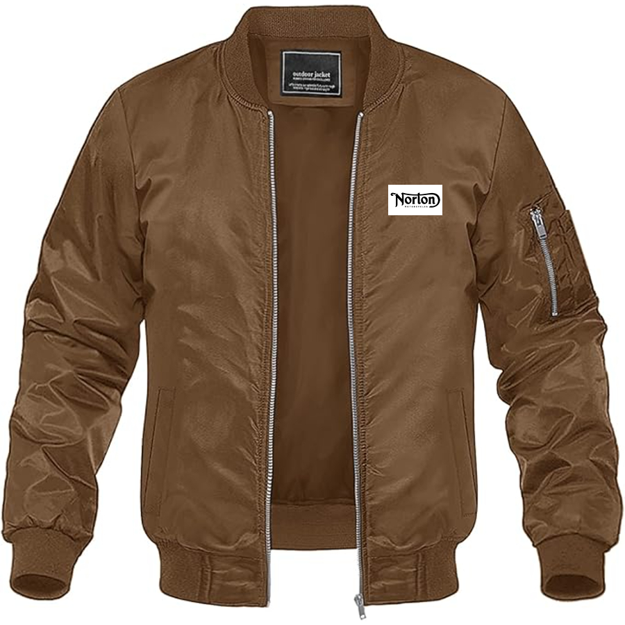 Men's Norton Logo Lightweight Bomber Jacket Windbreaker Softshell Varsity Jacket Coat