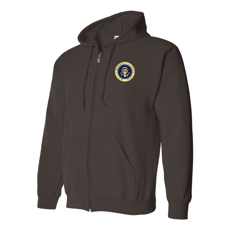 Men's USA President Seal Logo Zipper Hoodie