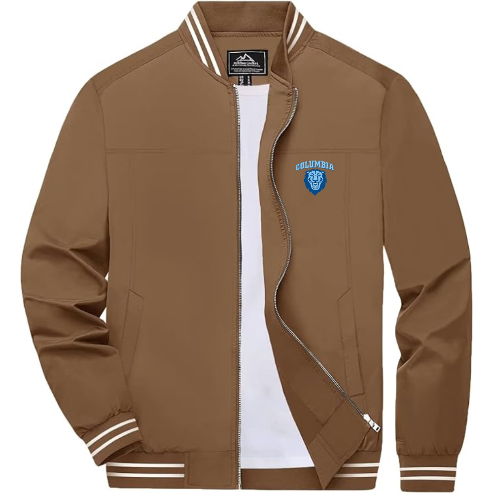Men's Columbia Lions Lightweight Zip-Up Bomber Jacket with Ribbed Collar and Cuffs Versatile Casual Outerwear