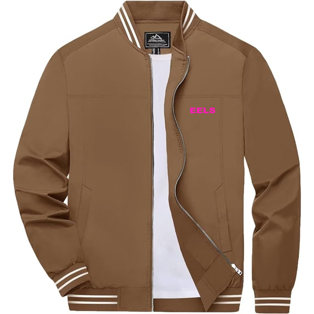 Men's Eels Lightweight Zip-Up Bomber Jacket with Ribbed Collar and Cuffs Versatile Casual Outerwear