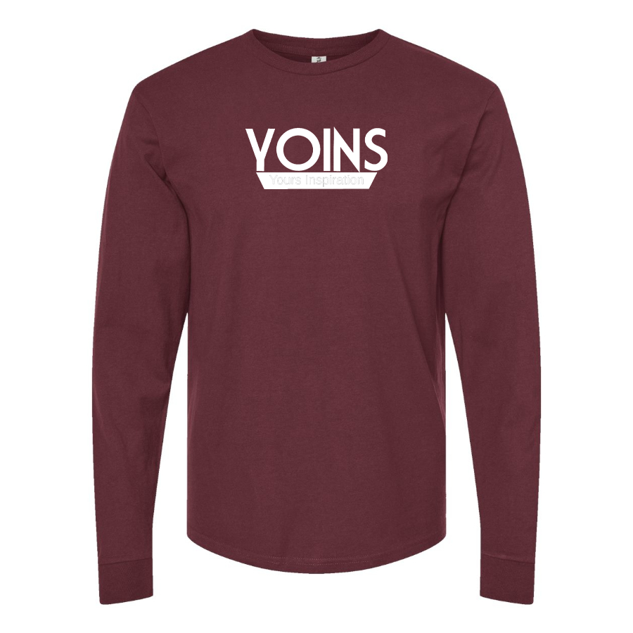 Men's Yoins Logo Cotton Long Sleeve T-Shirt