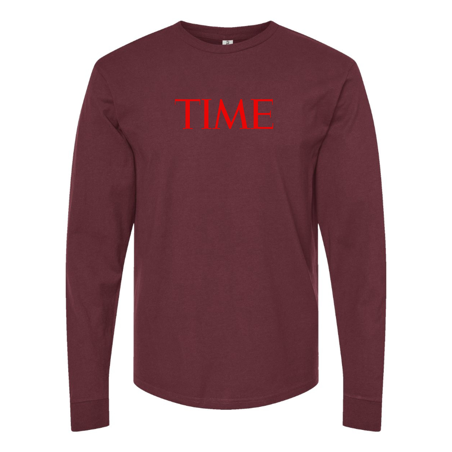 Men's Time Logo Cotton Long Sleeve T-Shirt