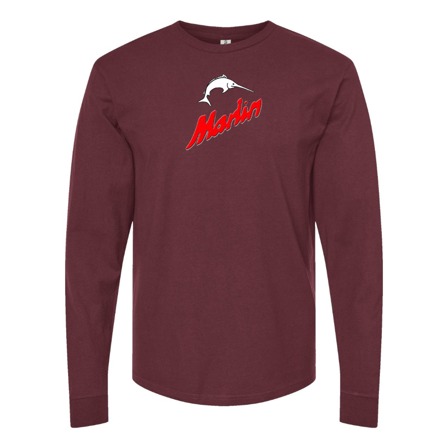 Men's Marlin Logo Cotton Long Sleeve T-Shirt