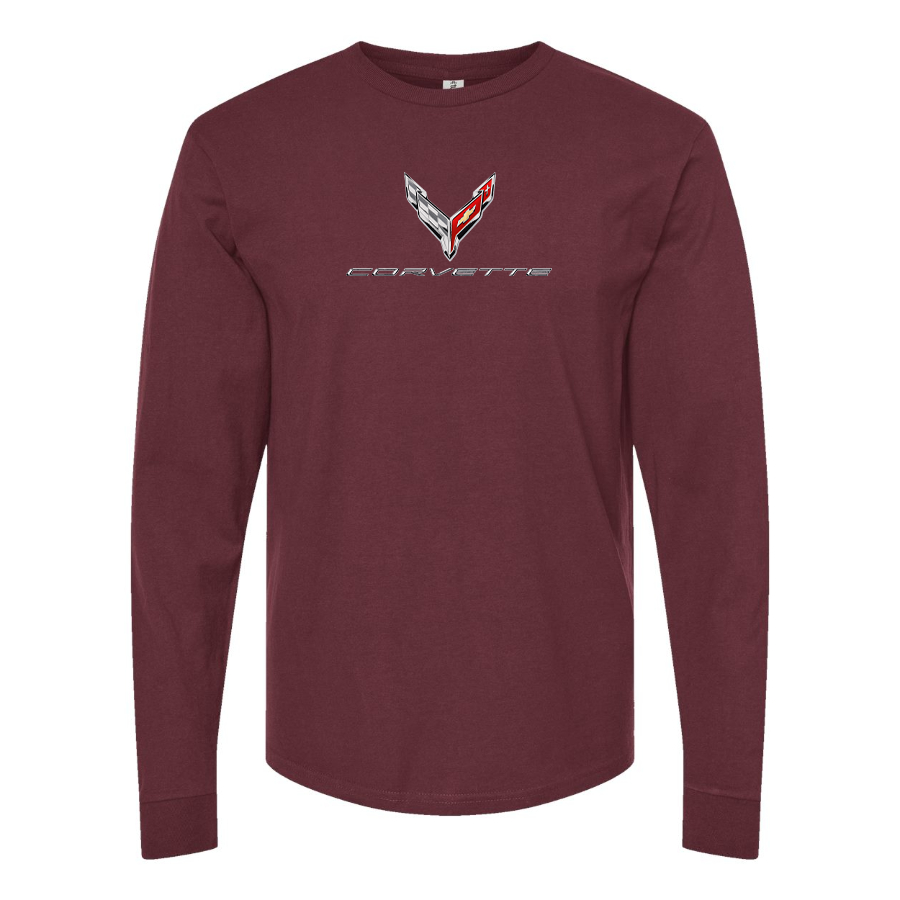 Men's Corvette Logo Cotton Long Sleeve T-Shirt
