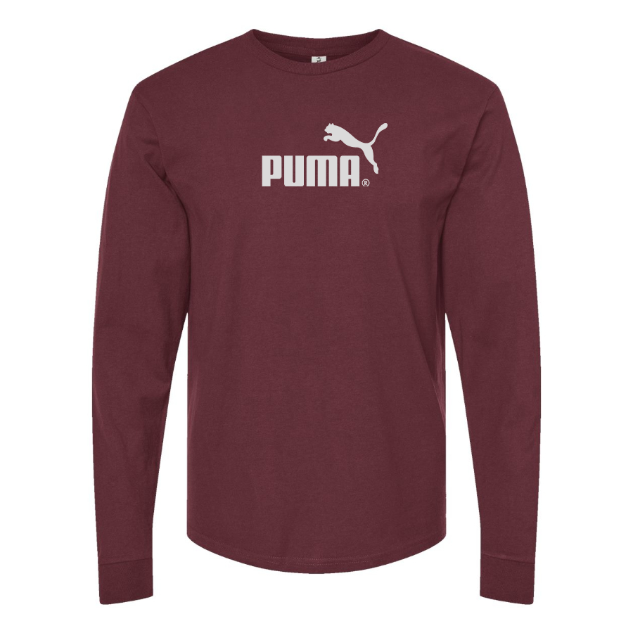 Men's Puma Logo Cotton Long Sleeve T-Shirt