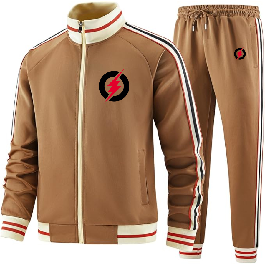 Men's Rayovac Lightning Two Piece Designer Tracksuit with Bold Striped Accents and Zippered Front Elevated Athletic