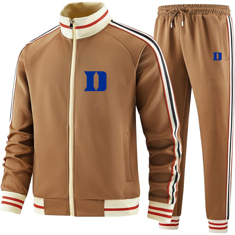 Men's  Duke Blue Devils  Two Piece Designer Tracksuit with Bold Striped Accents and Zippered Front Elevated Athletic