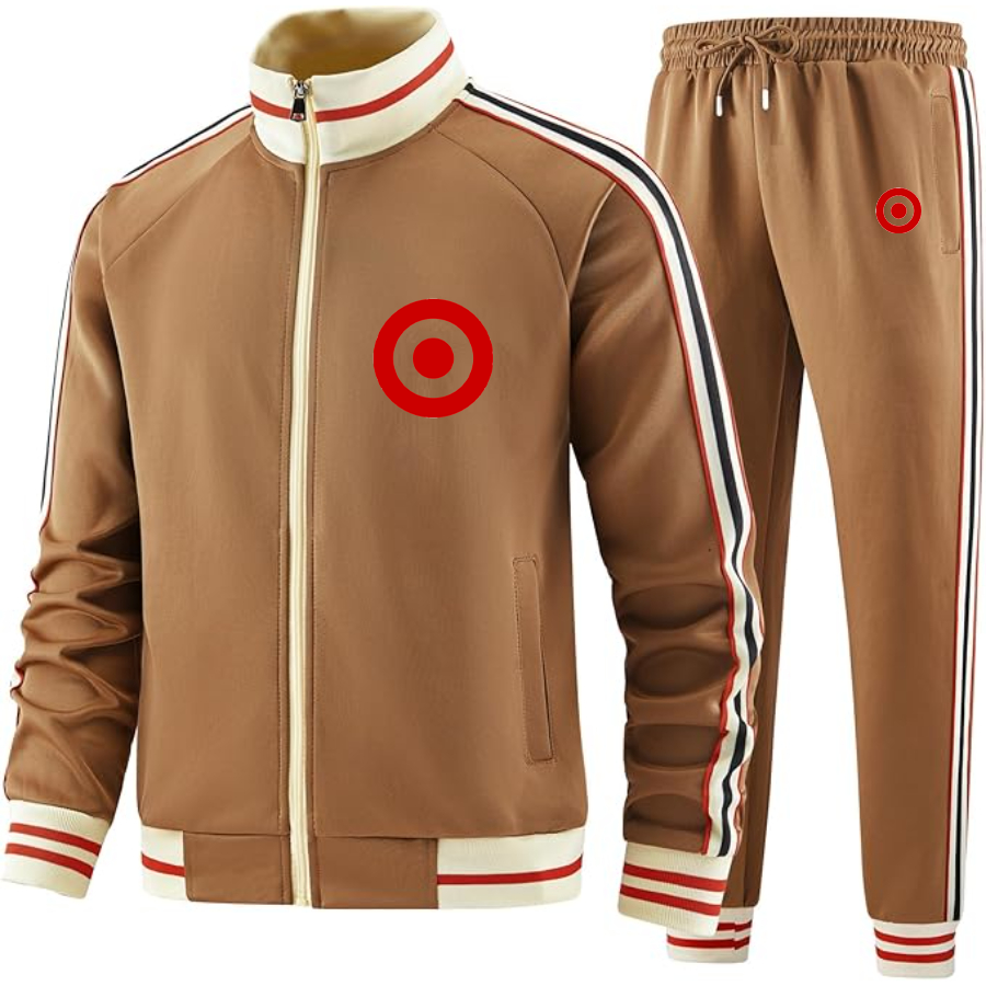 Men's Target   Two Piece Designer Tracksuit with Bold Striped Accents and Zippered Front Elevated Athletic
