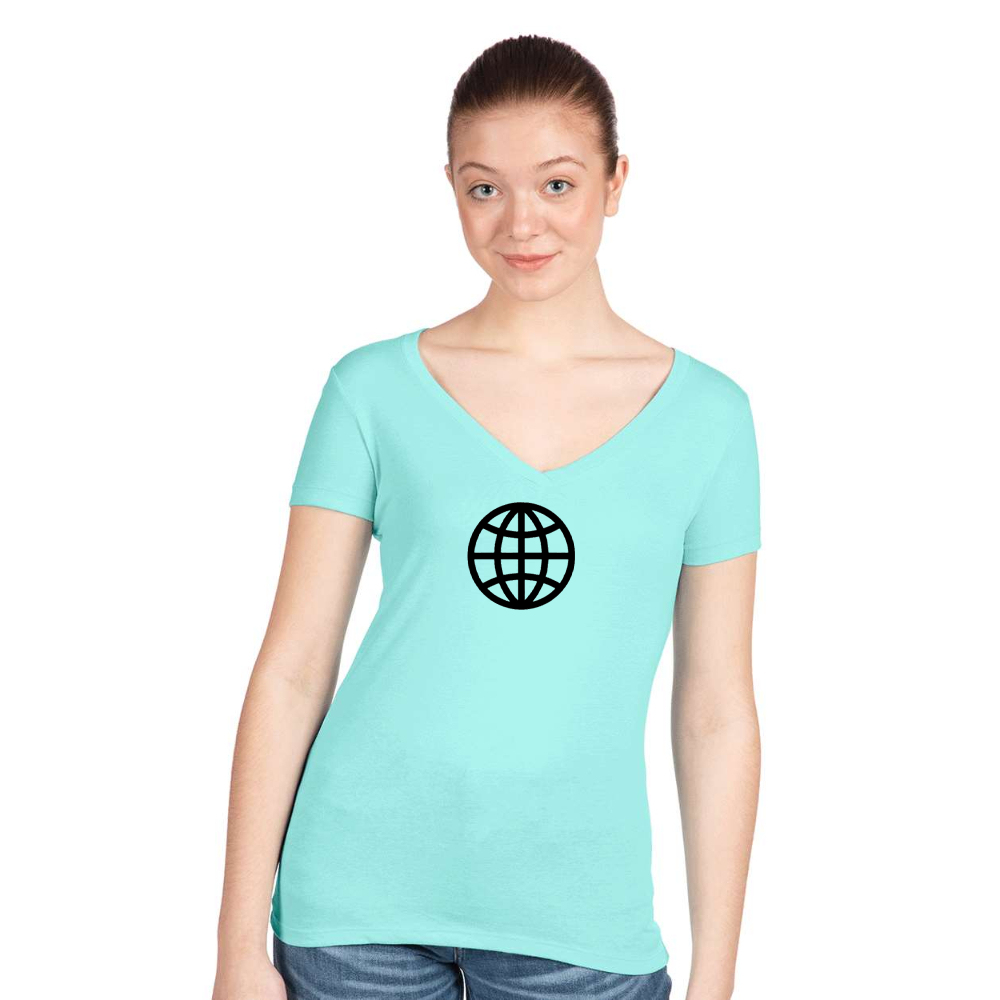 Women's Internet Globe  Next Level V-Neck T-Shirt