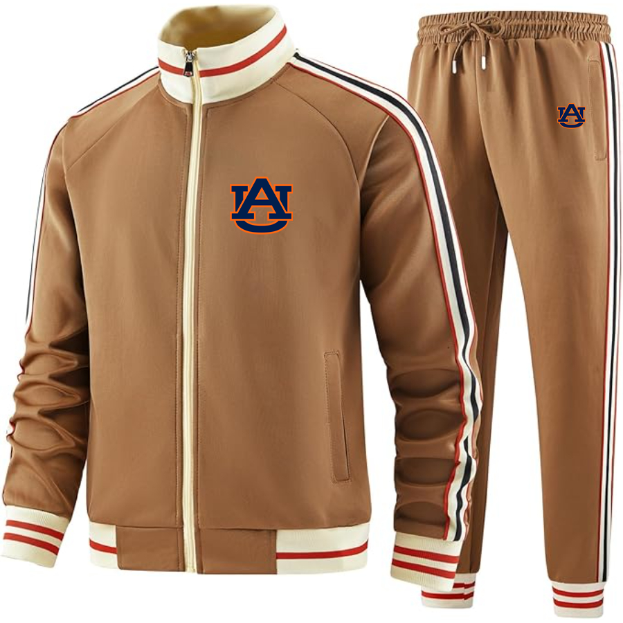 Men's  Auburn Tigers  Two Piece Designer Tracksuit with Bold Striped Accents and Zippered Front Elevated Athletic