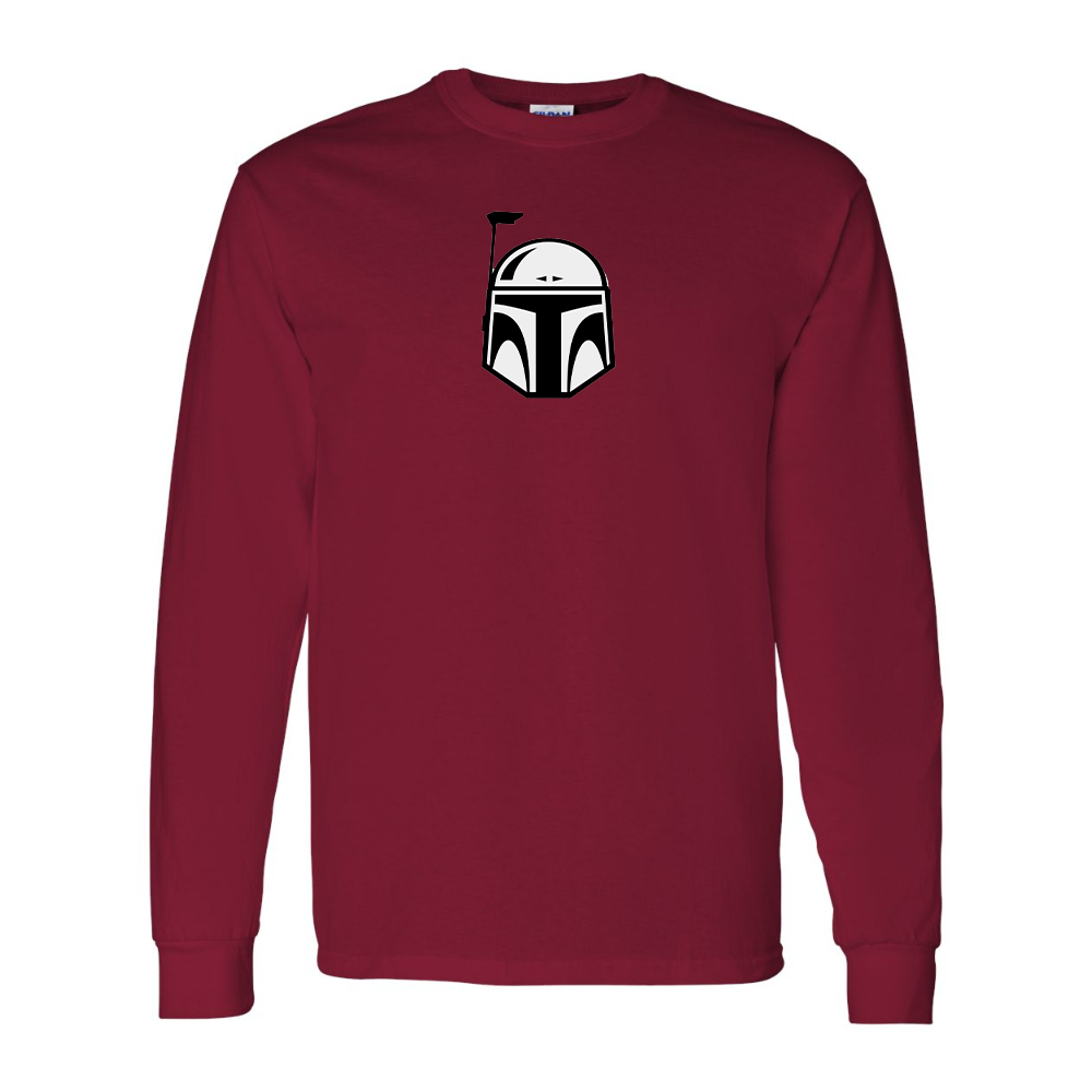 Men's Star Wars Boba Fett Helmet Gildan Heavy Cotton Long Sleeve T-Shirt
