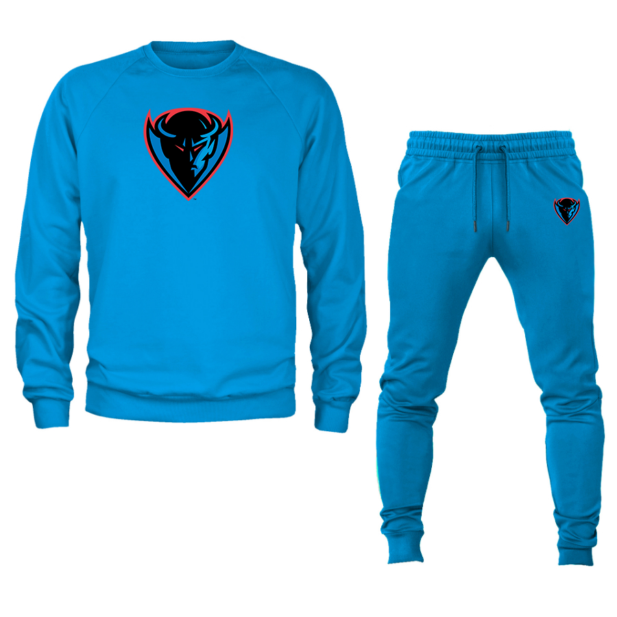 Men's DePaul Blue Demons Crewneck Sweatshirt Joggers Suit