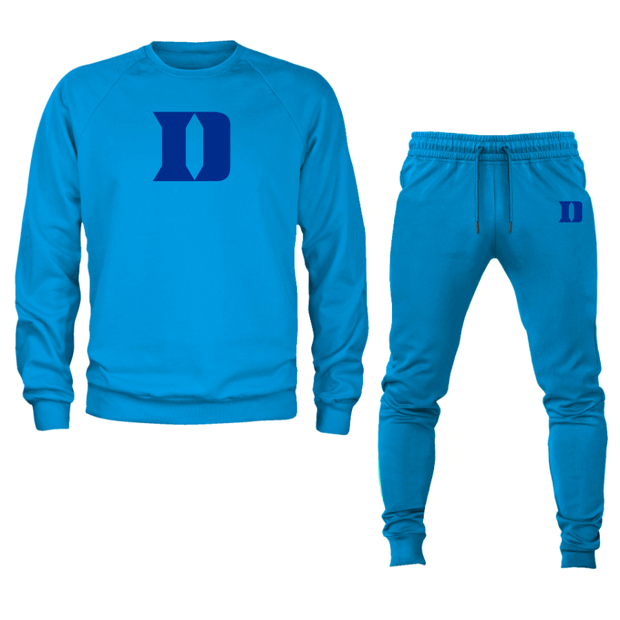 Men's Duke Blue Devils Crewneck Sweatshirt Joggers Suit