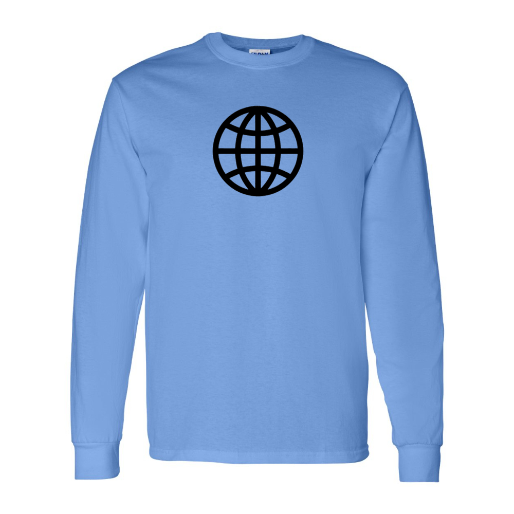 Men's  Internet Globe Gildan Heavy Cotton Long Sleeve T-Shirt