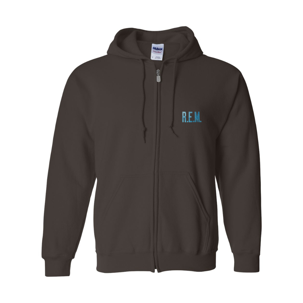 Men's R.E.M. Blue Gildan  Heavy Blend Full Zip Hooded Sweatshirt