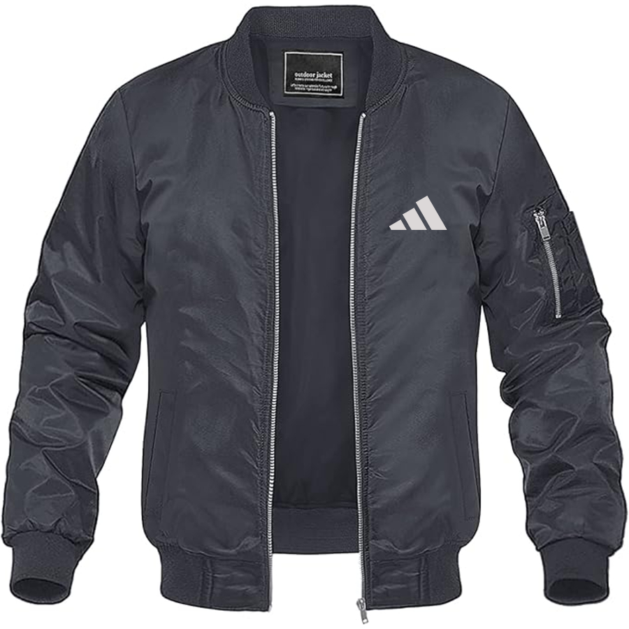Men's Adidas Logo Lightweight Bomber Jacket Windbreaker Softshell Varsity Jacket Coat