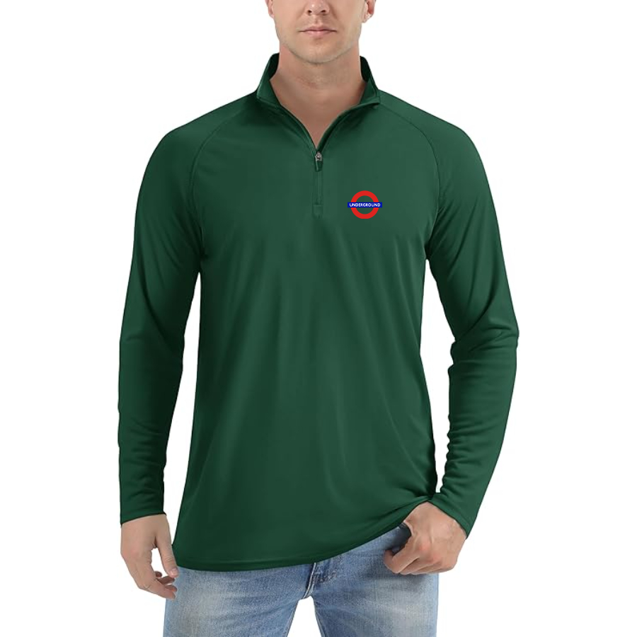 Men's London Tube Logo Lightweight Quarter-Zip Athletic Shirt Long Sleeve Performance Wear