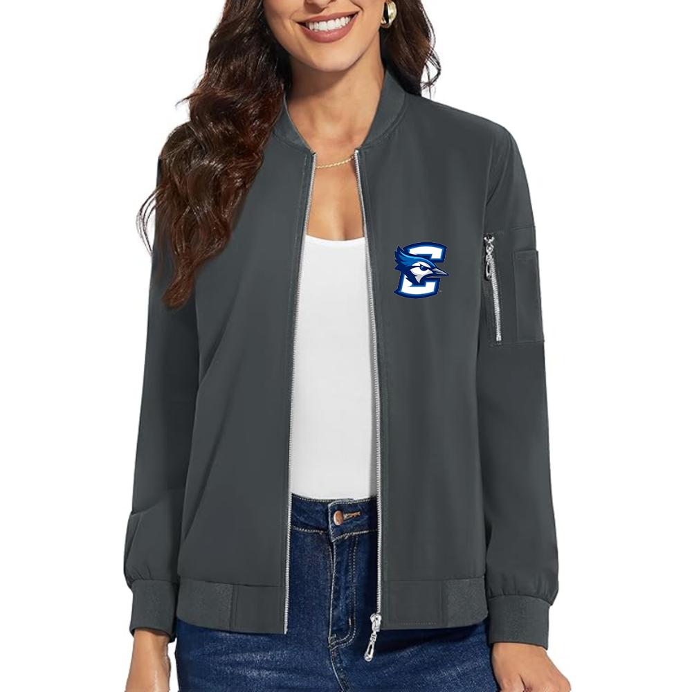 Women's  Creighton Bluejays   Premium Bomber Jacket with Polished Detailing and Functional Sleeve Pocket Modern Luxury Outerwear