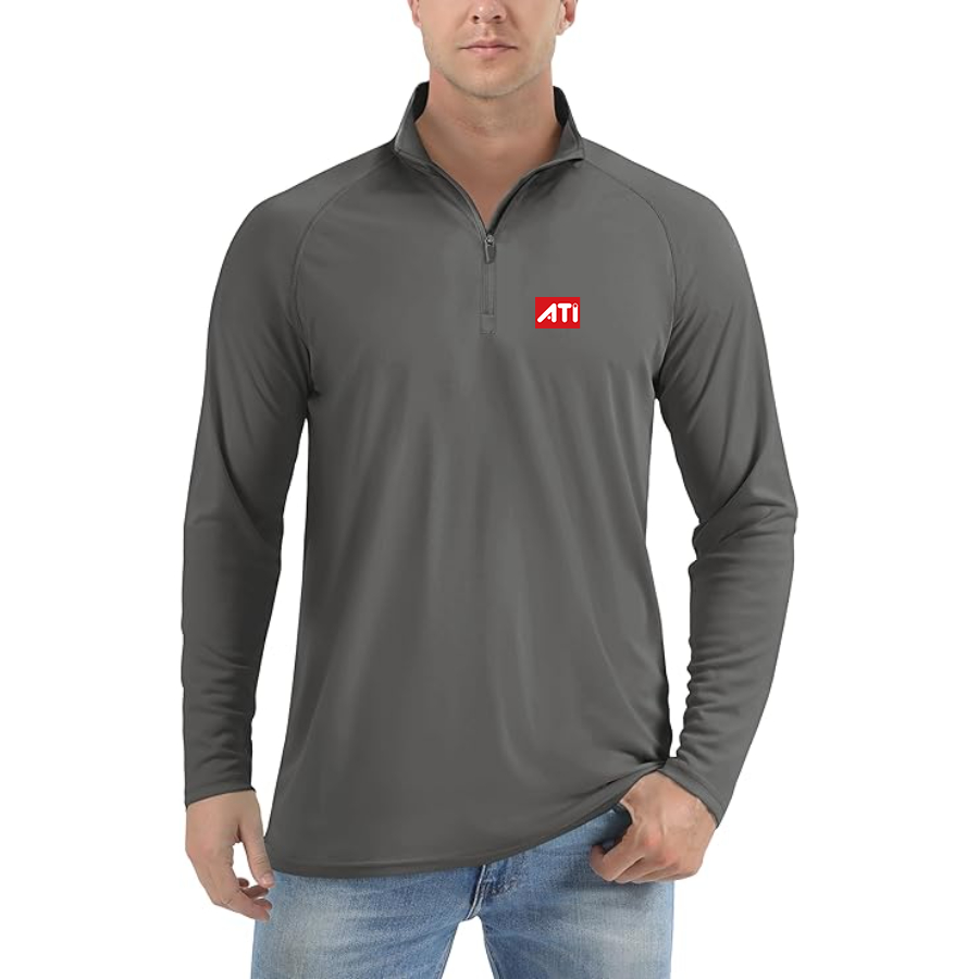 Men's ATI Logo Lightweight Quarter-Zip Athletic Shirt Long Sleeve Performance Wear