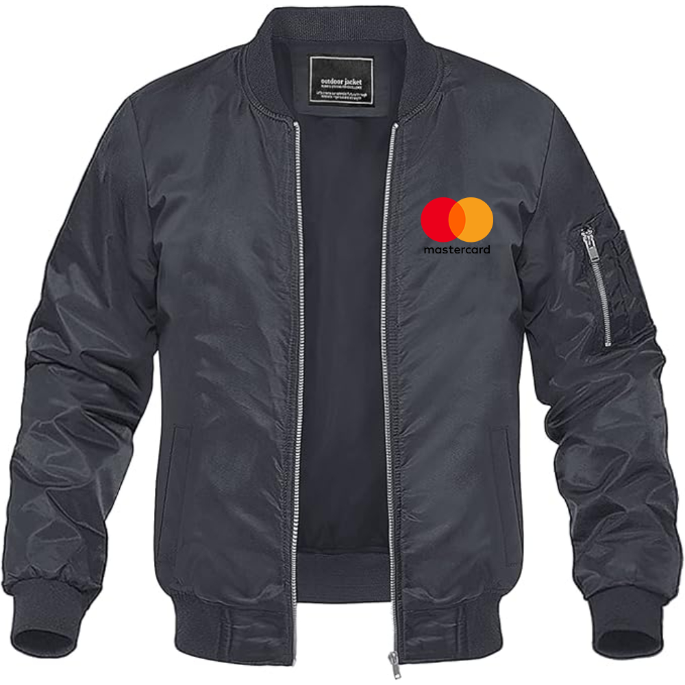 Men's  Mastercard Logo Lightweight Bomber Jacket Windbreaker Softshell Varsity Jacket Coat