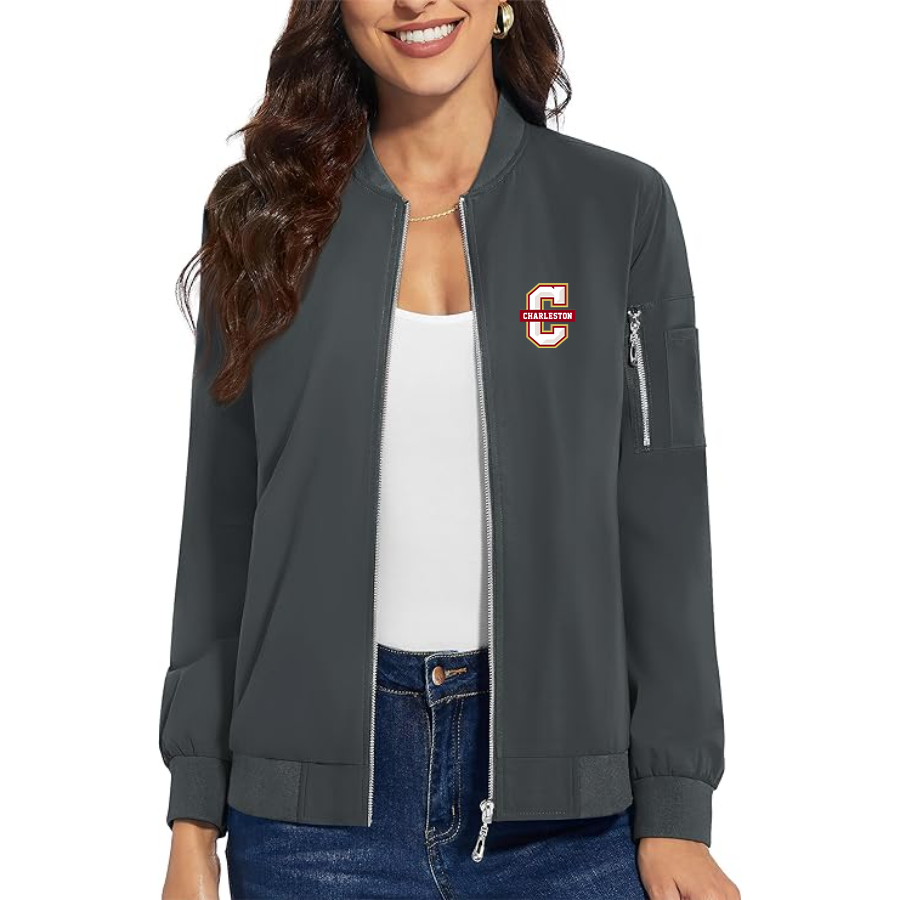Women's  Charleston Cougars  Premium Bomber Jacket with Polished Detailing and Functional Sleeve Pocket Modern Luxury Outerwear