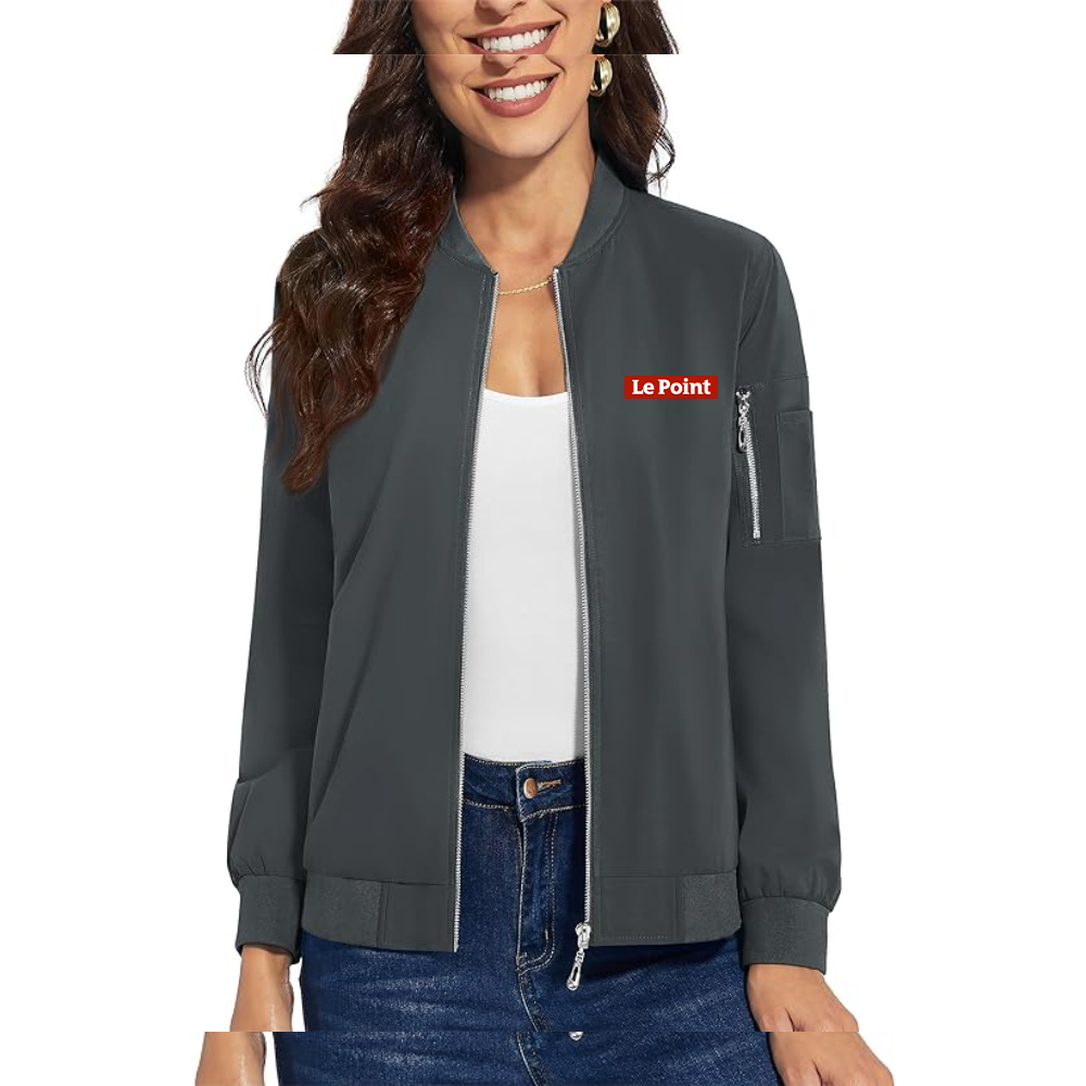 Women's  Le Point  Premium Bomber Jacket with Polished Detailing and Functional Sleeve Pocket Modern Luxury Outerwear