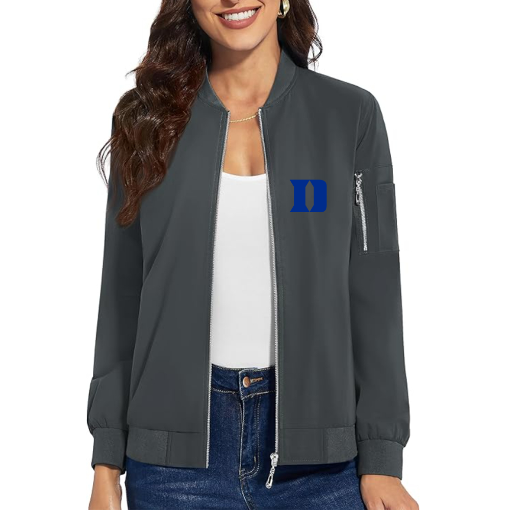 Women's   Duke Blue Devils Premium Bomber Jacket with Polished Detailing and Functional Sleeve Pocket Modern Luxury Outerwear