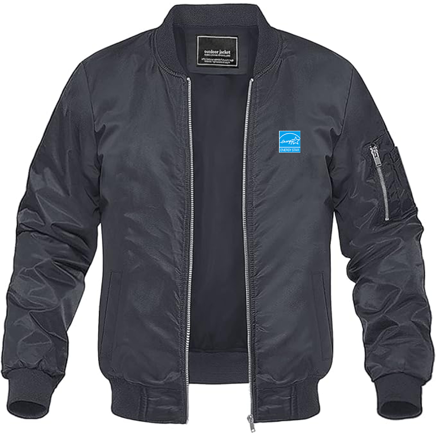 Men's Energy Star Logo Lightweight Bomber Jacket Windbreaker Softshell Varsity Jacket Coat