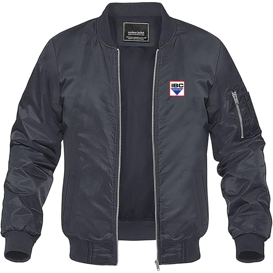 Men's IBC Vehicles Logo Lightweight Bomber Jacket Windbreaker Softshell Varsity Jacket Coat