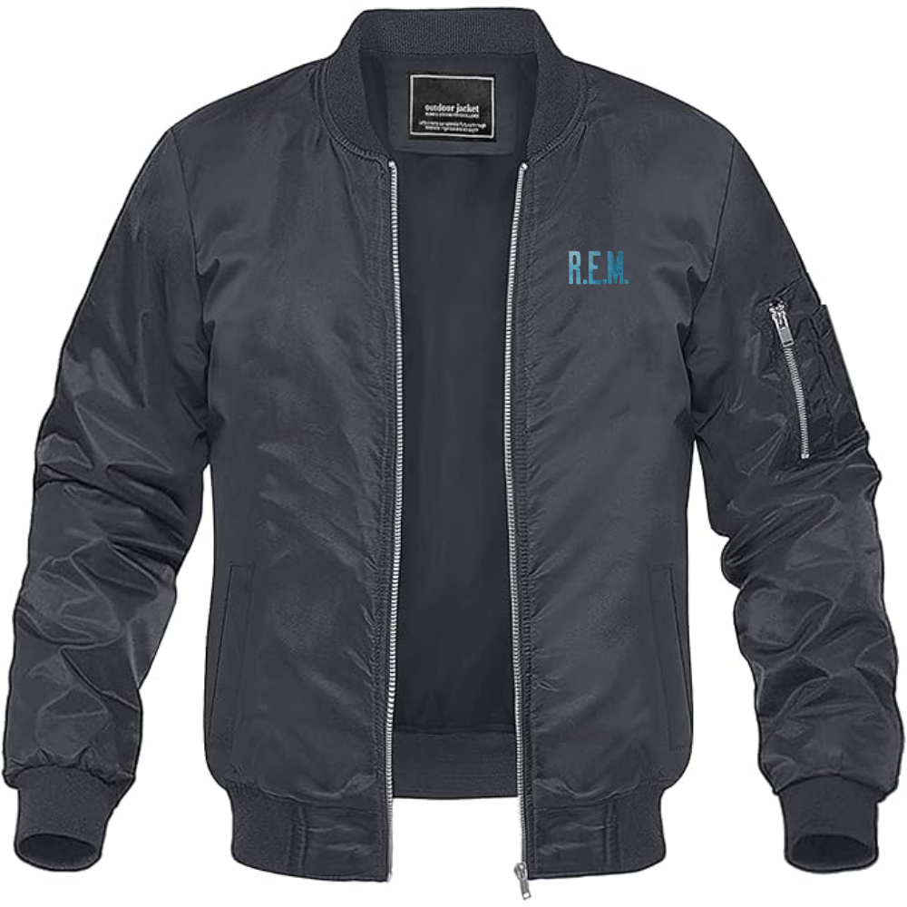Men's R.E.M. Blue  Lightweight Bomber Jacket Windbreaker Softshell Varsity Jacket Coat