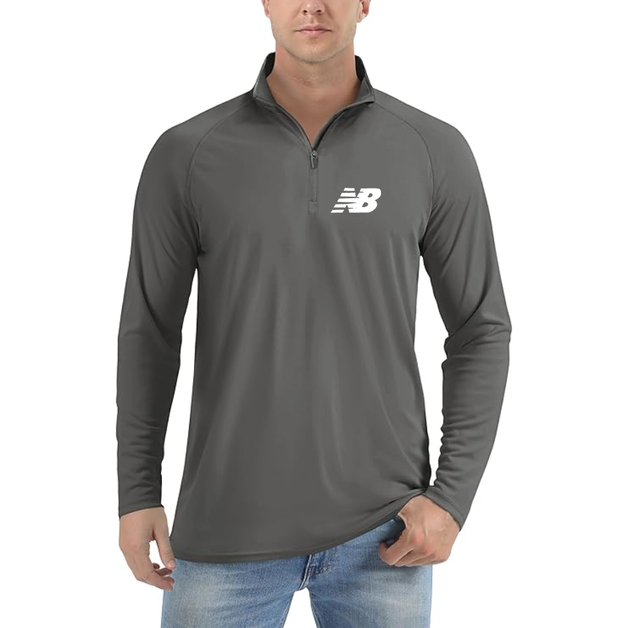 Men's New Balance Logo Lightweight Quarter-Zip Athletic Shirt Long Sleeve Performance Wear