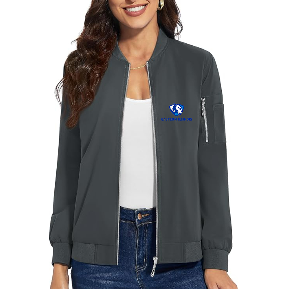 Women's Eastern Illinois Panthers  Premium Bomber Jacket with Polished Detailing and Functional Sleeve Pocket Modern Luxury Outerwear