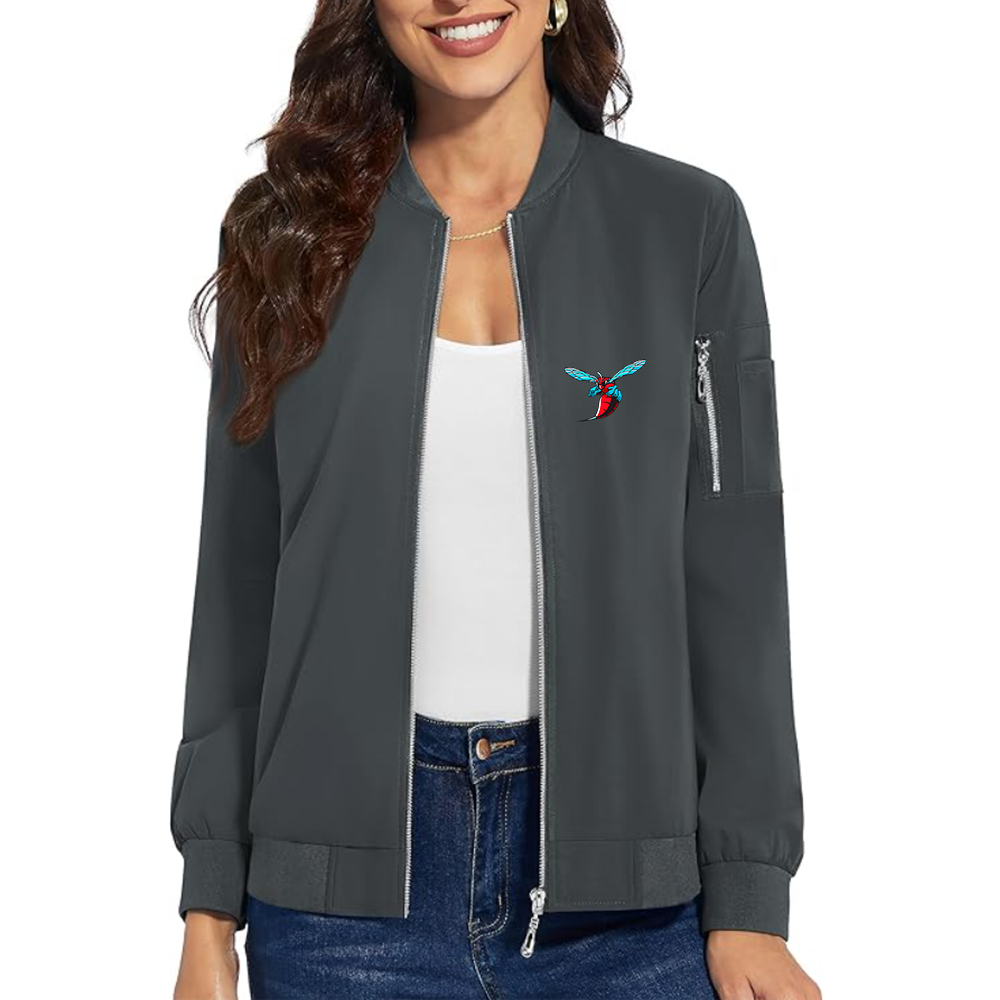 Women's  Delaware State Hornets Premium Bomber Jacket with Polished Detailing and Functional Sleeve Pocket Modern Luxury Outerwear