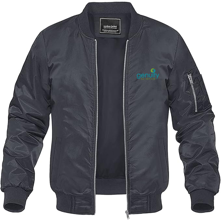 Men's Genuity Science Logo Lightweight Bomber Jacket Windbreaker Softshell Varsity Jacket Coat