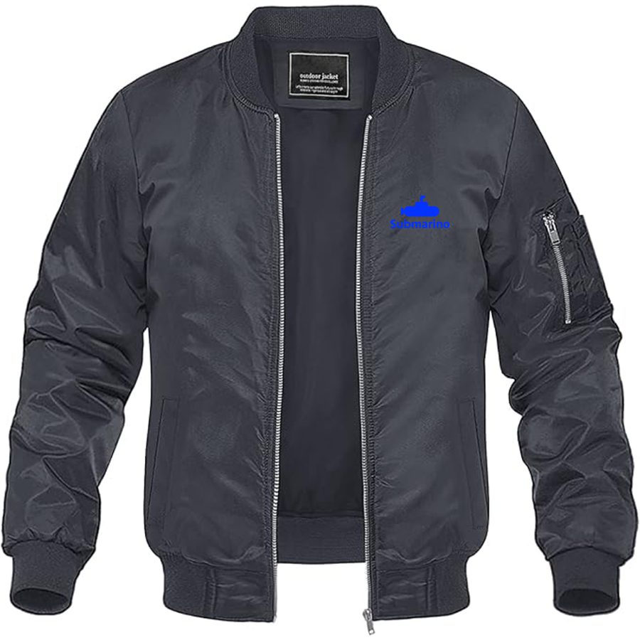 Men's Submarino Logo Lightweight Bomber Jacket Windbreaker Softshell Varsity Jacket Coat