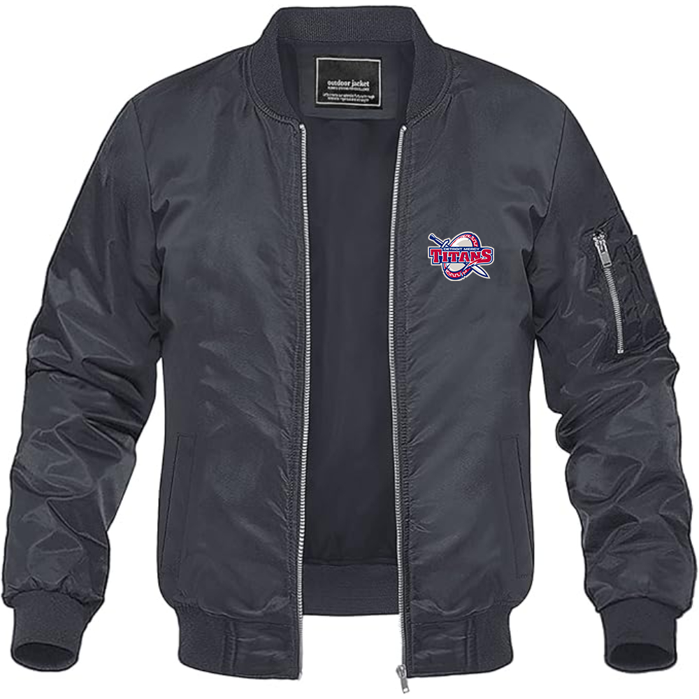 Men's  Detroit Titans  Lightweight Bomber Jacket Windbreaker Softshell Varsity Jacket Coat