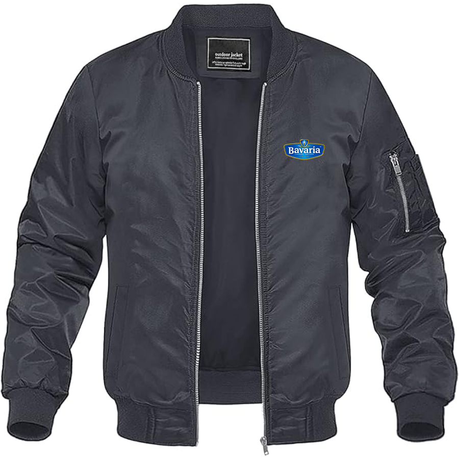 Men's Bavaria Logo Lightweight Bomber Jacket Windbreaker Softshell Varsity Jacket Coat