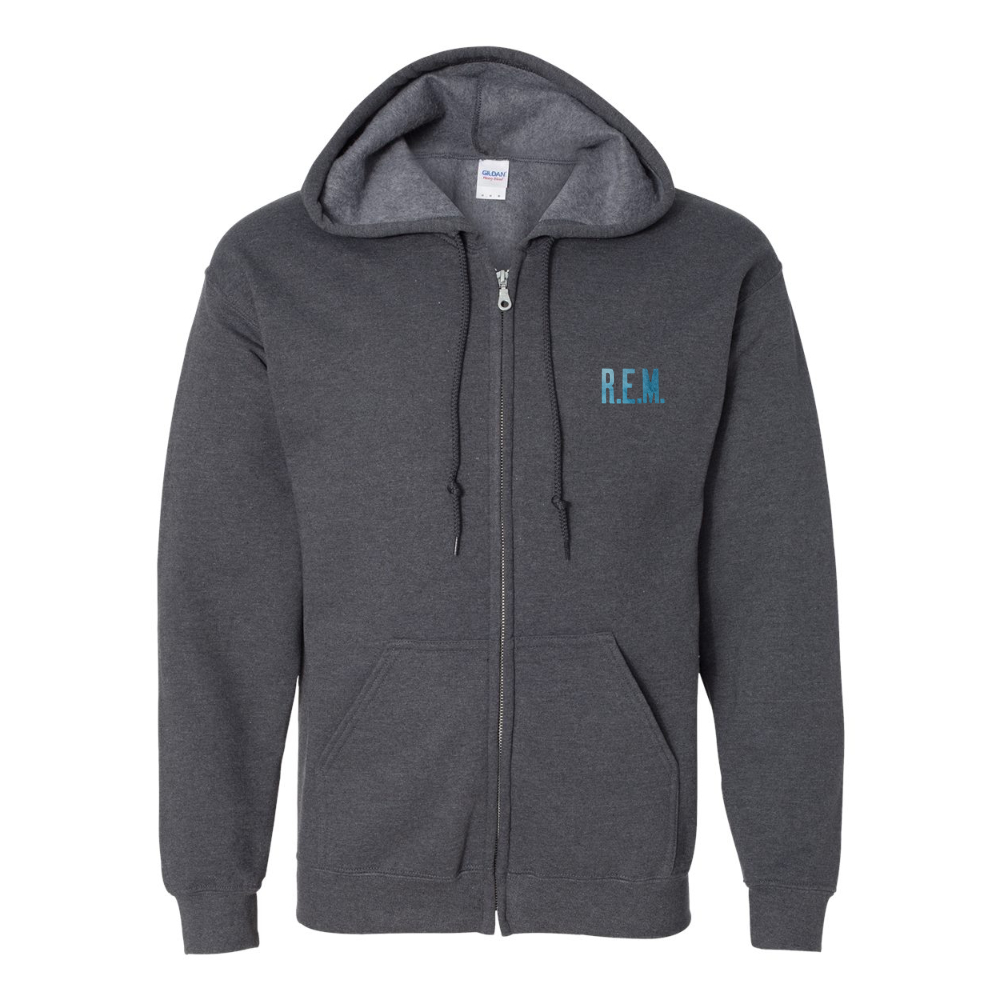 Men's R.E.M. Blue Gildan  Heavy Blend Full Zip Hooded Sweatshirt