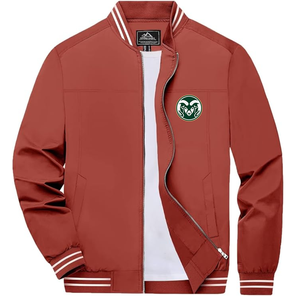 Men's Colorado State Rams  Lightweight Zip-Up Bomber Jacket with Ribbed Collar and Cuffs Versatile Casual Outerwear