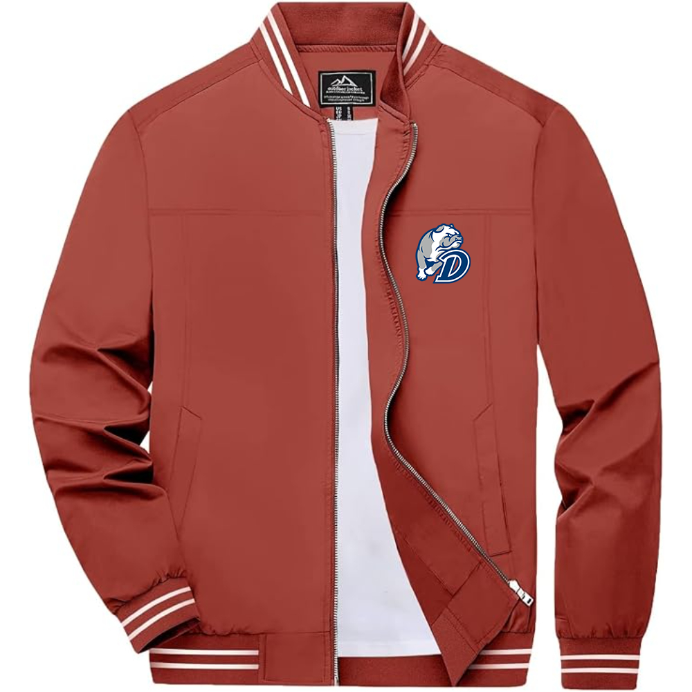 Men's Drake Bulldogs Lightweight Zip-Up Bomber Jacket with Ribbed Collar and Cuffs Versatile Casual Outerwear