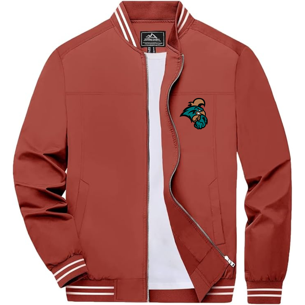 Men's  Coastal Carolina Chanticleers Lightweight Zip-Up Bomber Jacket with Ribbed Collar and Cuffs Versatile Casual Outerwear