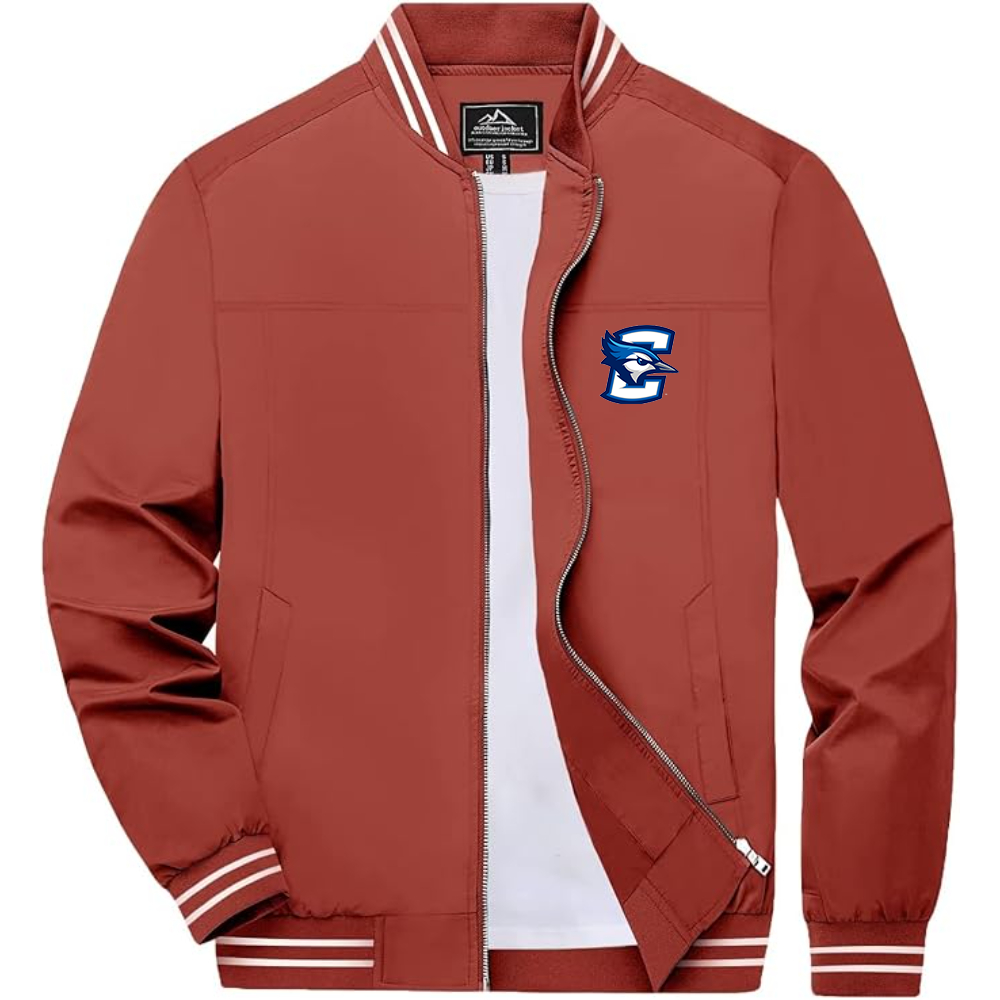 Men's  Creighton Bluejays Lightweight Zip-Up Bomber Jacket with Ribbed Collar and Cuffs Versatile Casual Outerwear