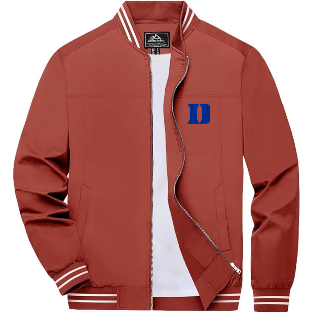 Men's  Duke Blue Devils Lightweight Zip-Up Bomber Jacket with Ribbed Collar and Cuffs Versatile Casual Outerwear