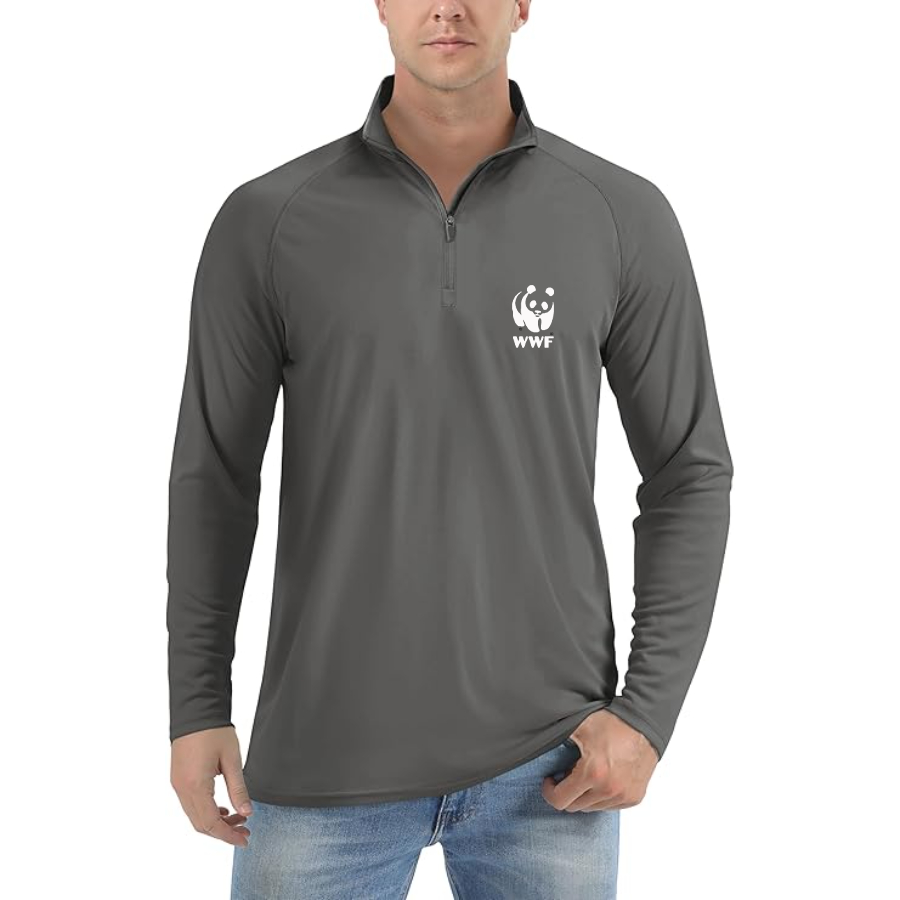 Men's WWF  Lightweight Quarter-Zip Athletic Shirt Long Sleeve Performance Wear