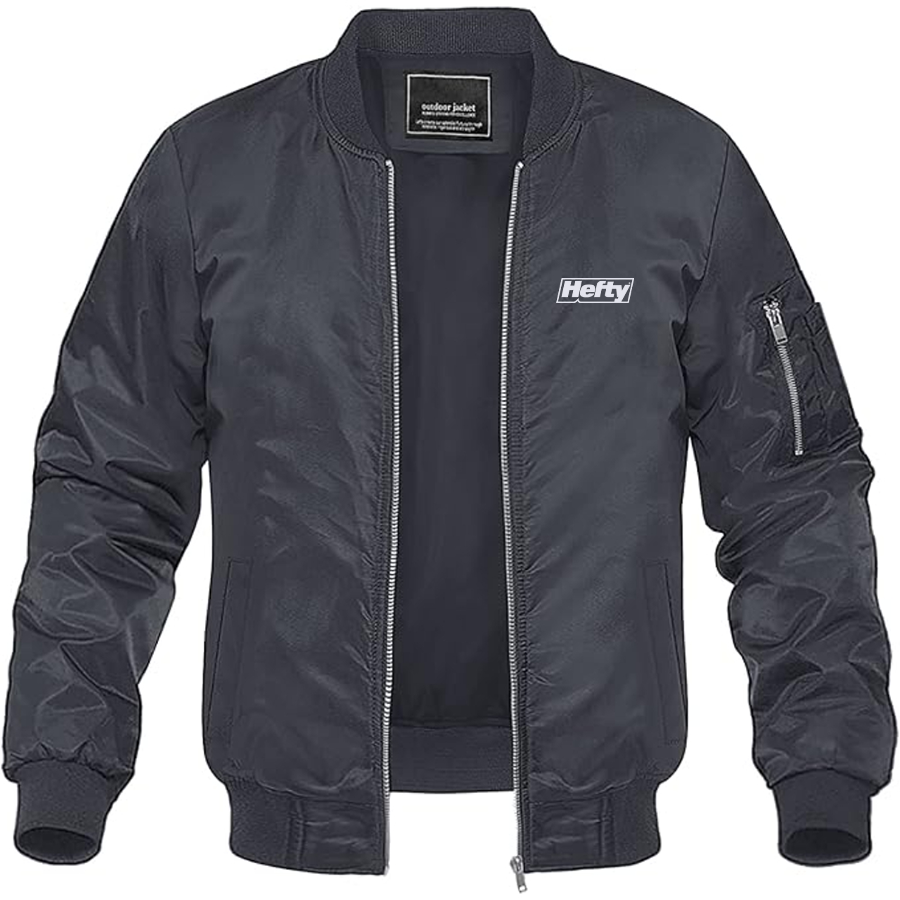 Men's Hefty Logo Lightweight Bomber Jacket Windbreaker Softshell Varsity Jacket Coat