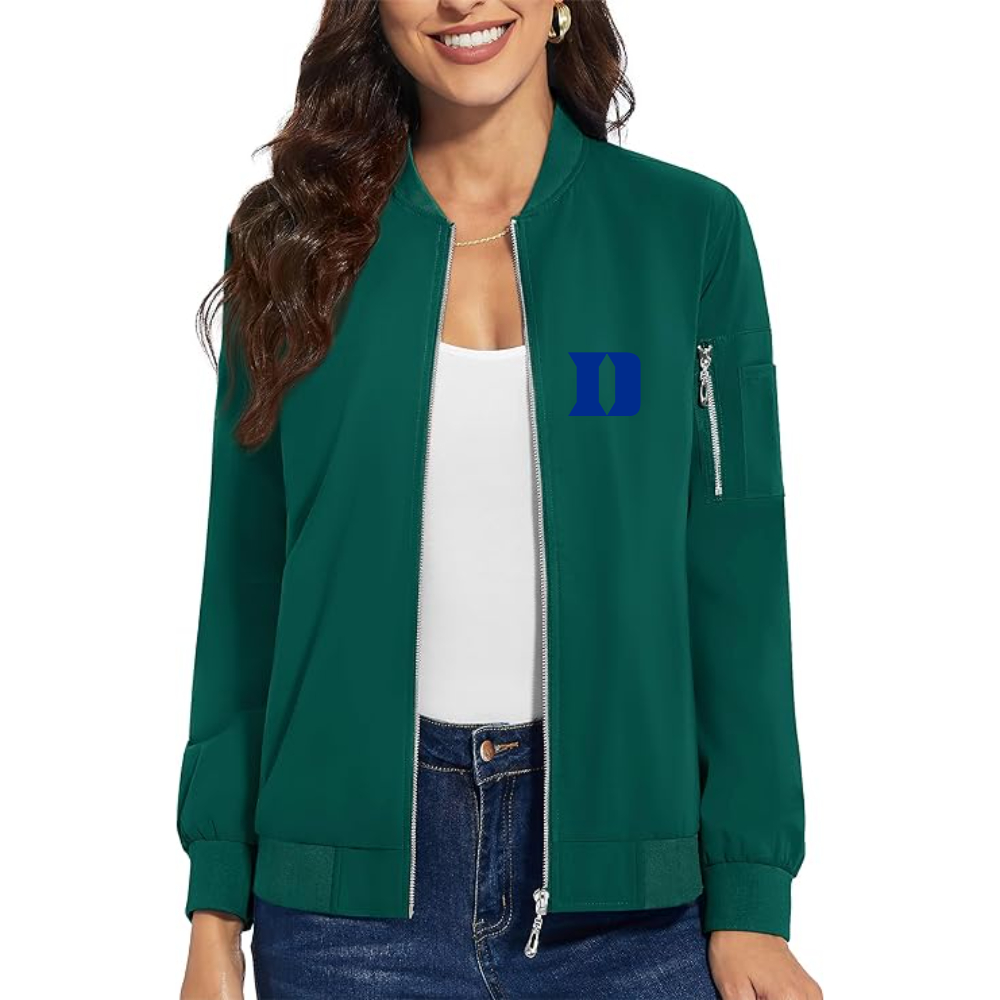 Women's   Duke Blue Devils Premium Bomber Jacket with Polished Detailing and Functional Sleeve Pocket Modern Luxury Outerwear