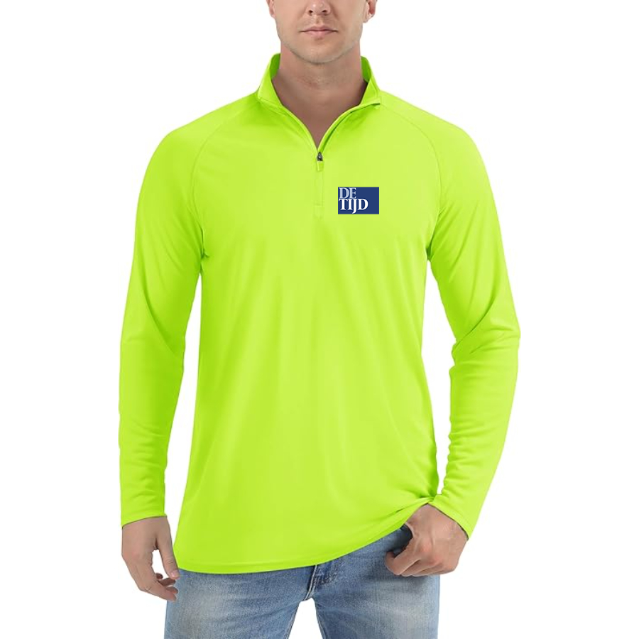 Men's  De Tijd   Lightweight Quarter-Zip Athletic Shirt Long Sleeve Performance Wear